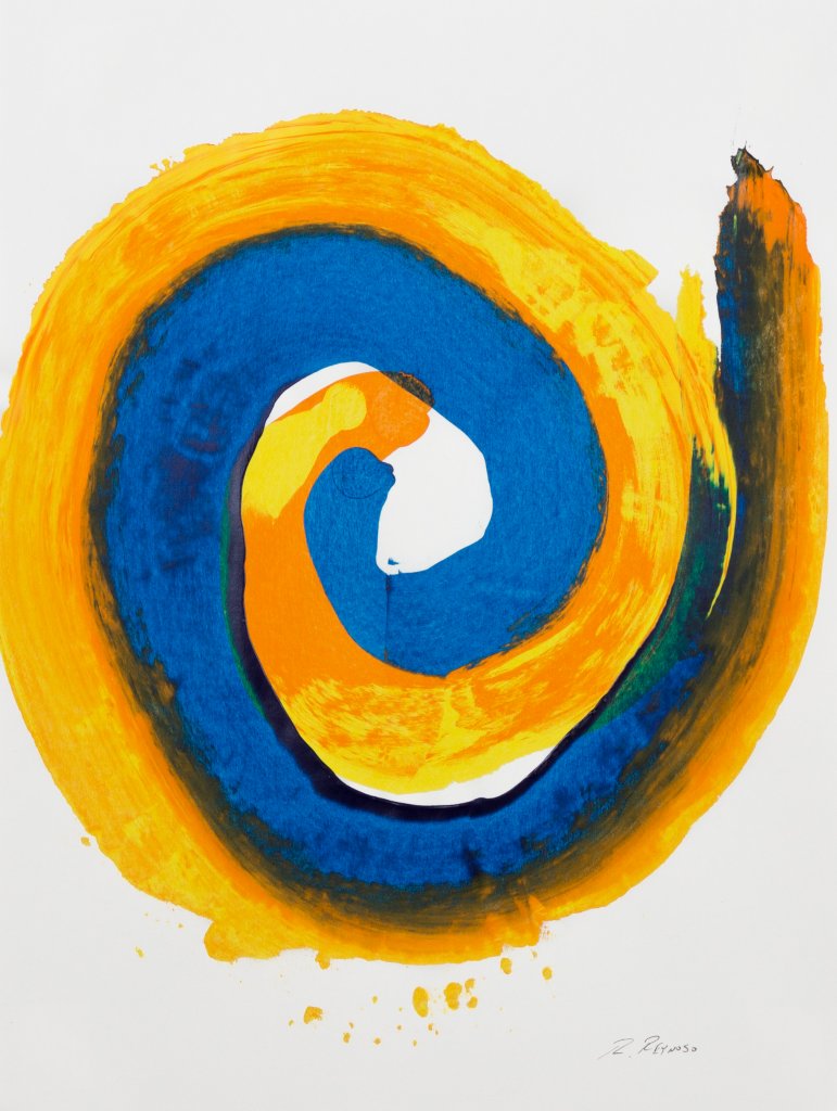 Art is not Frivolous I Am What I Am #6, acrylic on paper, blue and yellow