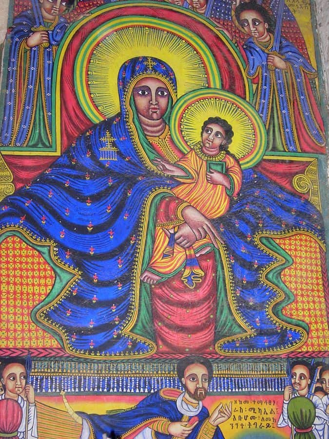 Black Madonna and Jesus Painting