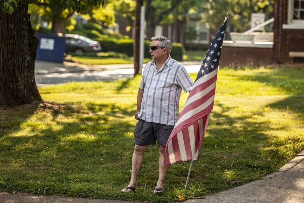 Aggressive pro-monument protestor