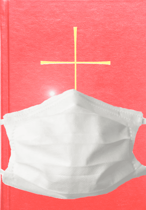 A Book of Common Prayer 1979 with a COVID mask