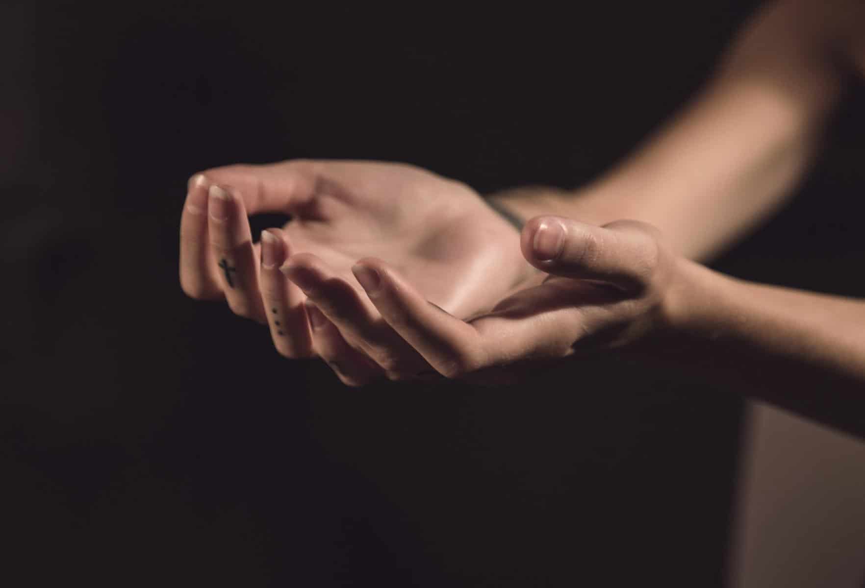 hand in hand support, two palms