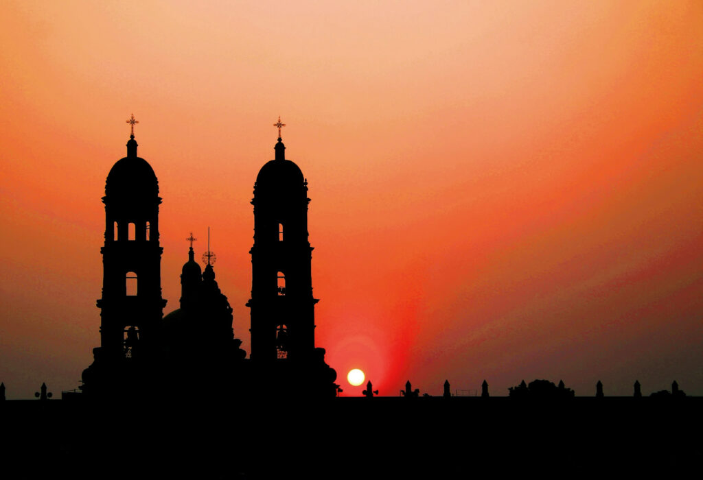 Basilica Zapopan in Jalisco, Mexico at sunset