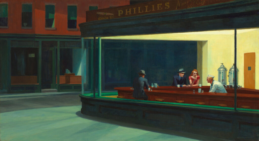 Questions hang over minister's collection of paintings Edward Hopper art work which depicts the scene into a diner window at night