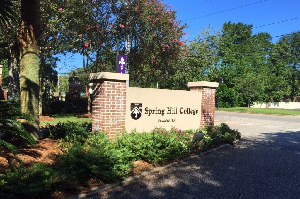 Alabama Jesuit college chooses female president for the first time Entrance sign for Spring Hill College