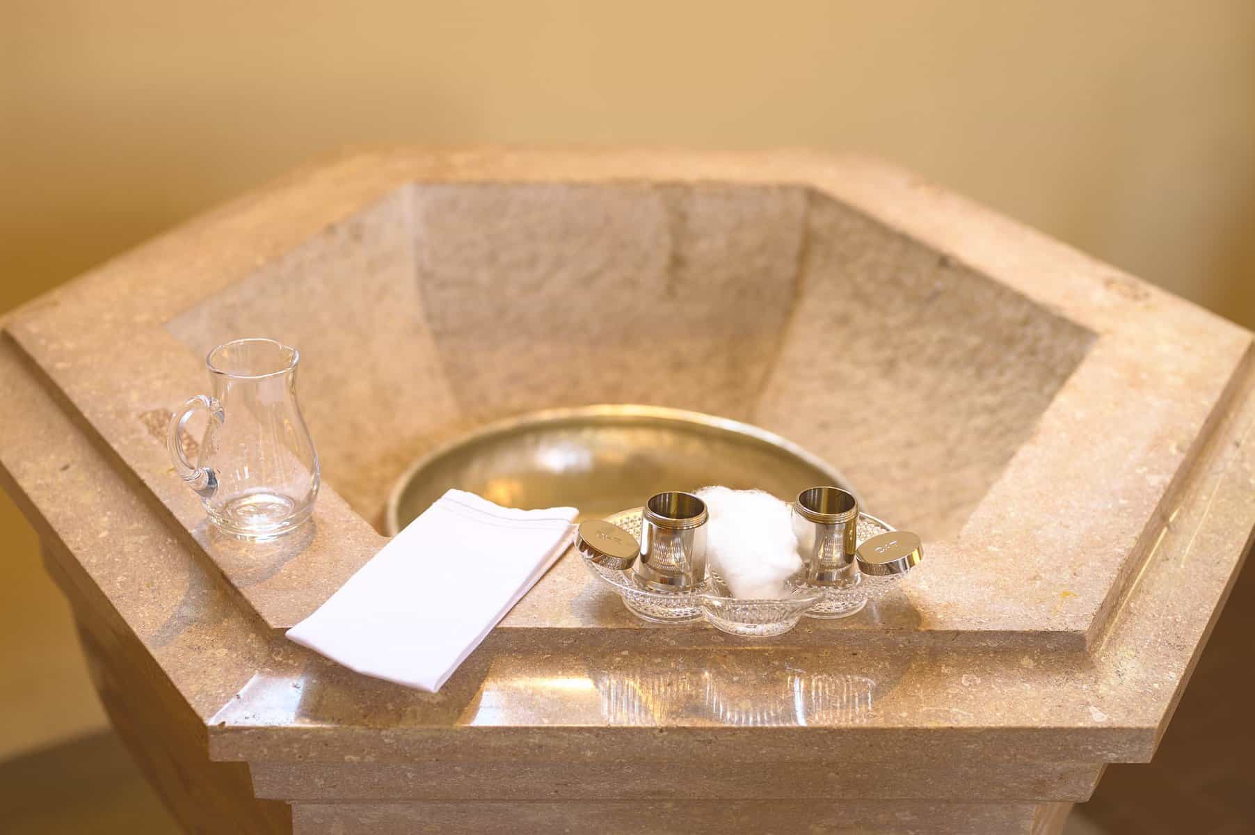 Baptismal font and implements