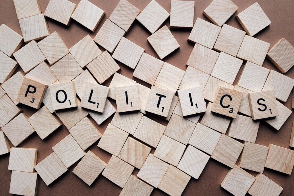 People in the U.S. are abandoning religion for politics: Study Scrabble pieces spelling out politics