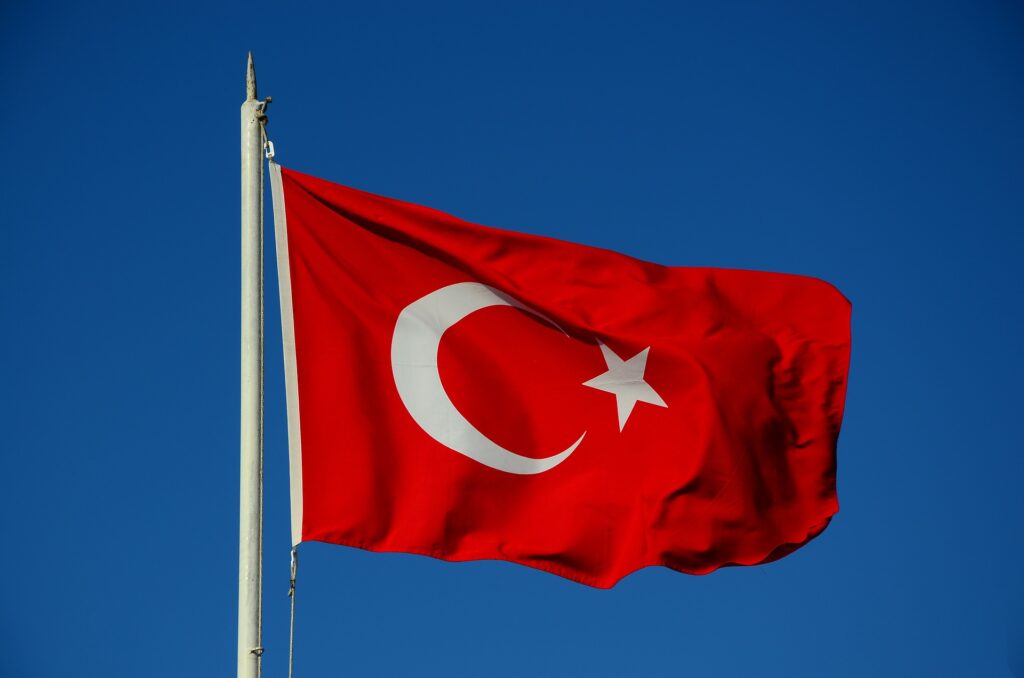 First modern newly-constructed church to open in the Republic of Turkey A flag of Turkey waves atop a flagpole.