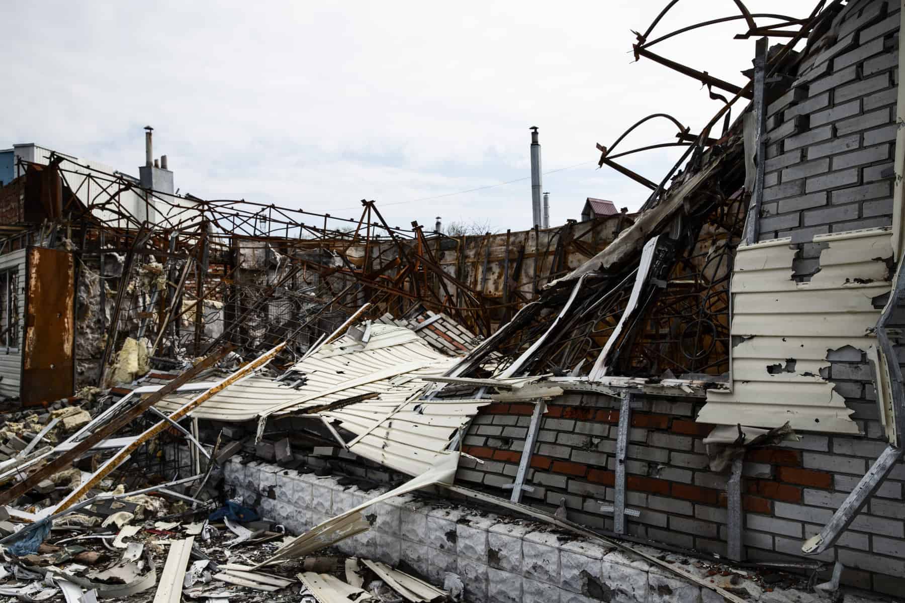 Destroyed buildings are shown in this image.