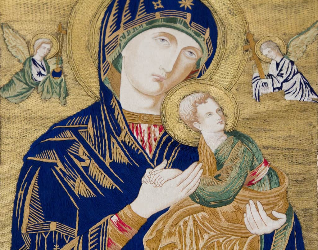 Aquinas chapel completes transformation A richly painted icon is shown of Mary holding baby Jesus.
