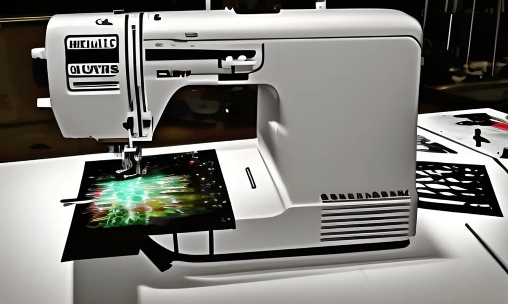 Op-ed: What advice might Gamaliel give about AI art? An AI created image of a sewing machine 'sewing' a piece of abstract art.