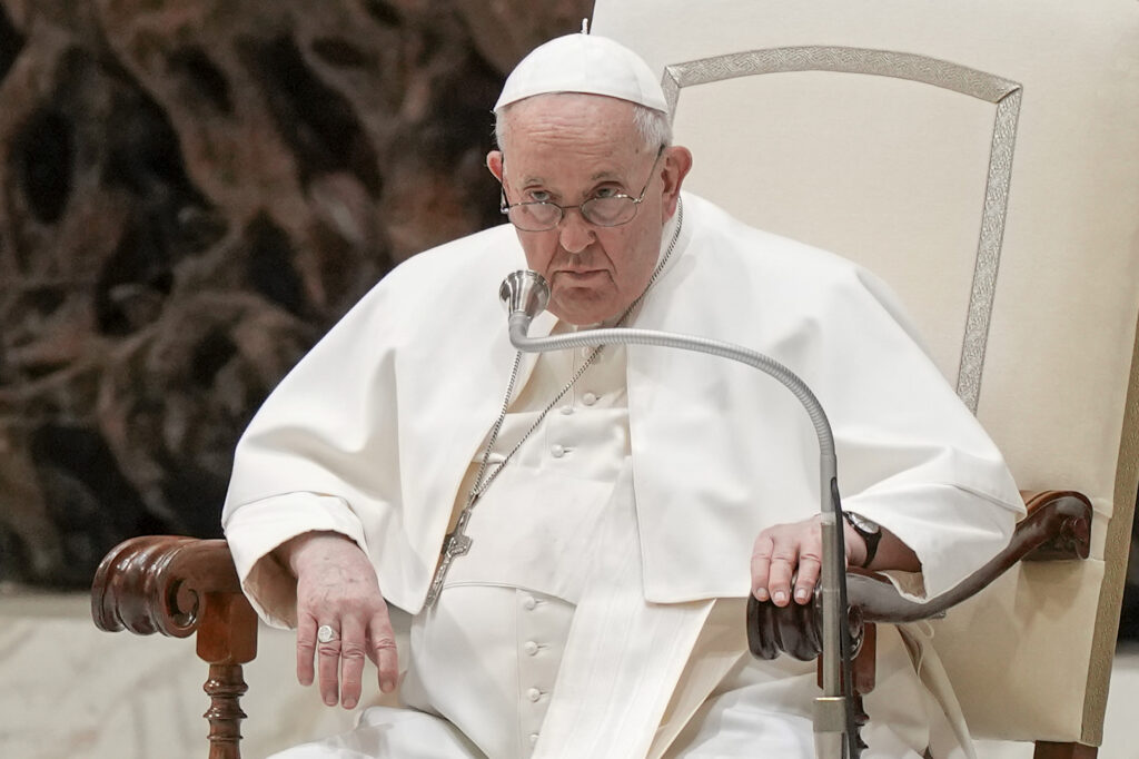 Pope Francis undergoes emergency surgery Pope Francis sits in white clothing on a white chair.