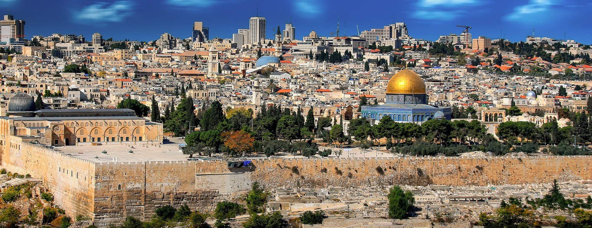 The city of Jerusalem is seen from the distance.
