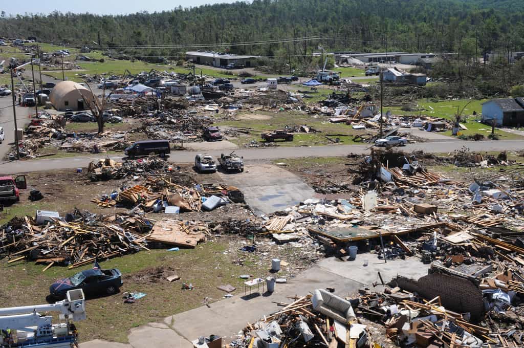Arial View of Tornado Damage in Alabama