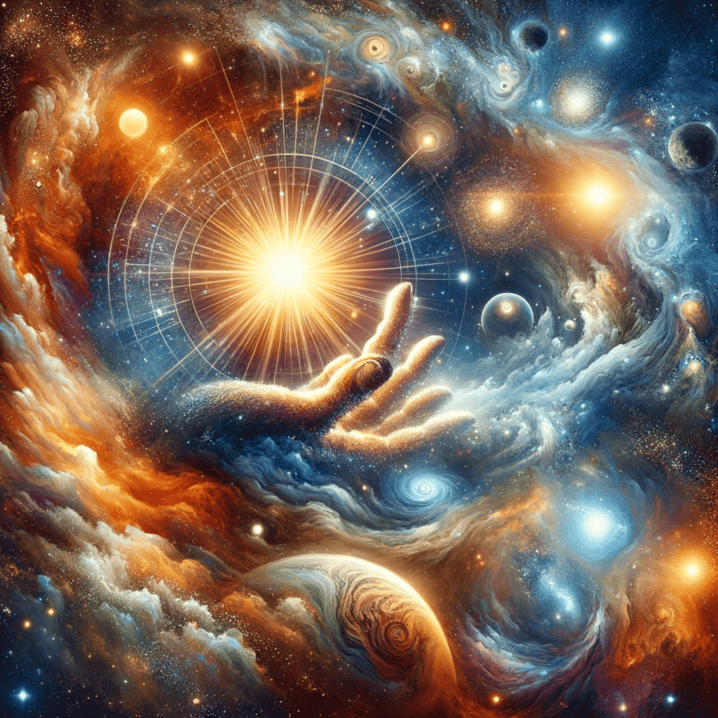 Radiant divine hand creating