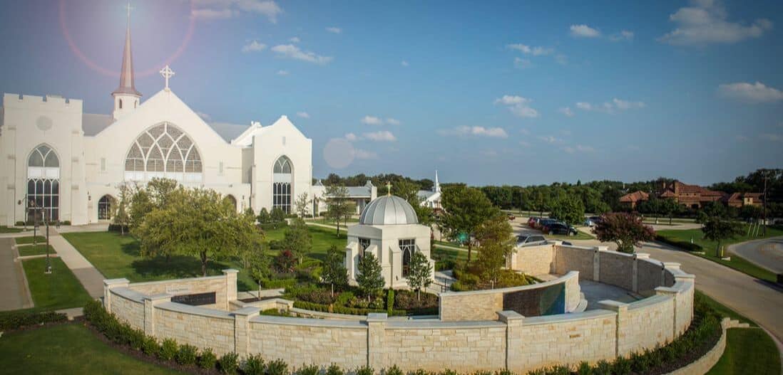 A front side view of White's Chapel Methodist Church.