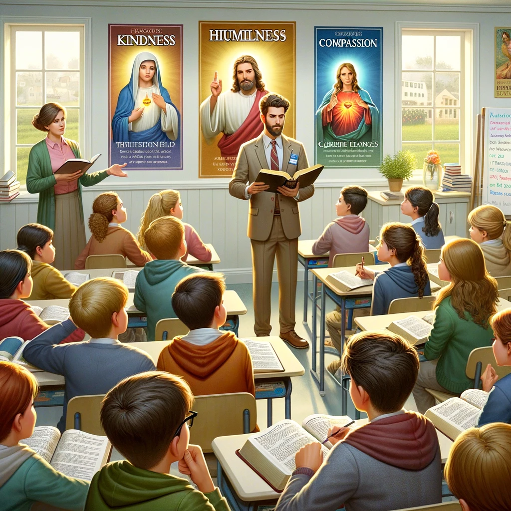 Teacher leading discussion on moral values
