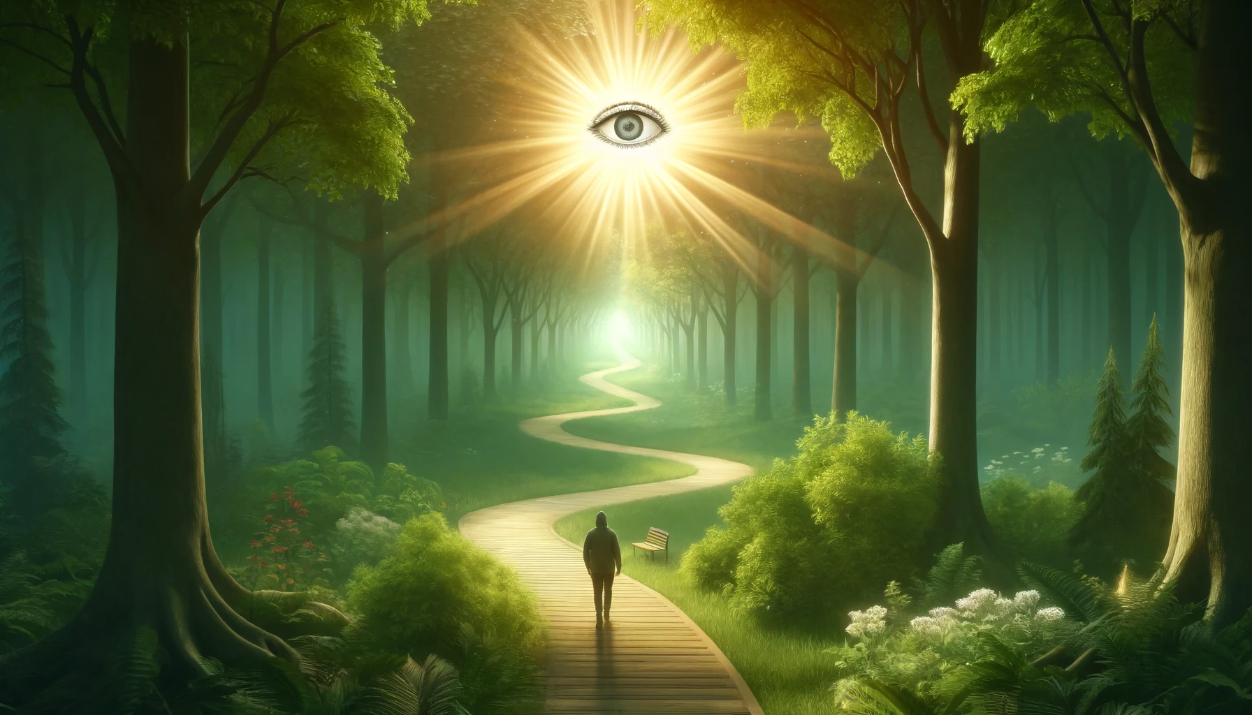 A peaceful path winding through a lush forest.