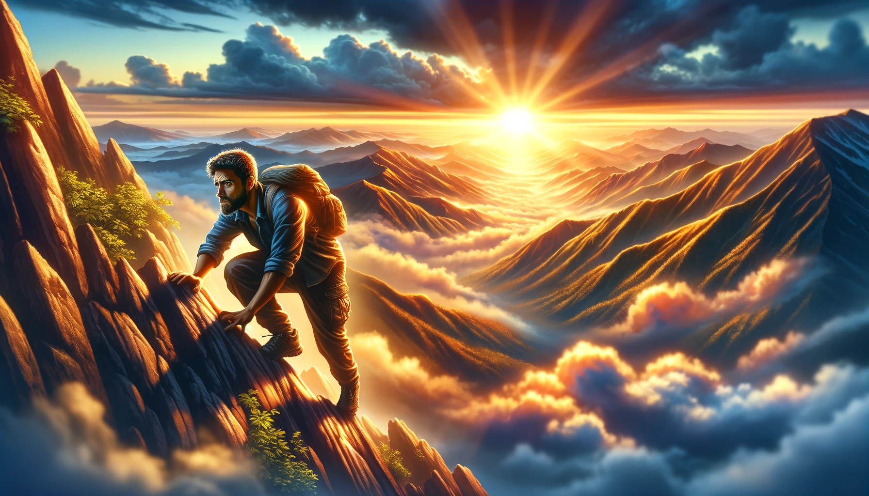 A person overcoming a challenging obstacle. 