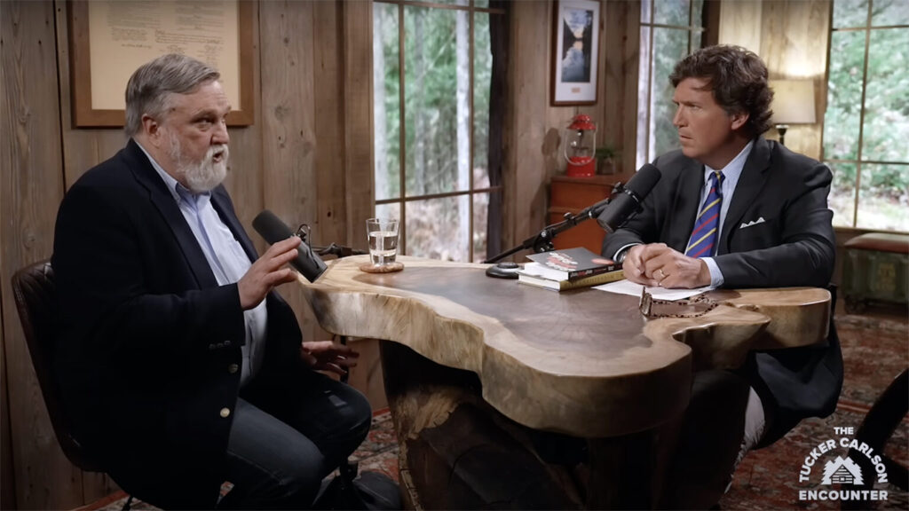 Doug Wilson's resurgence: A moderate face for Christian Nationalism? Doug Wilson with Tucker Carlson.