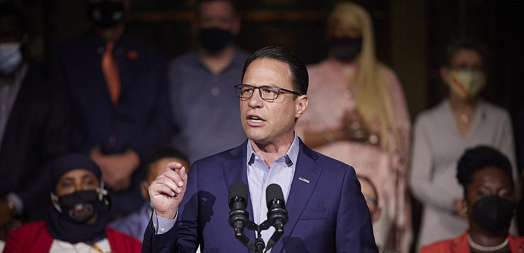 Kamala Harris urged to reject Shapiro as VP by women's advocacy group Josh Shapiro speaking