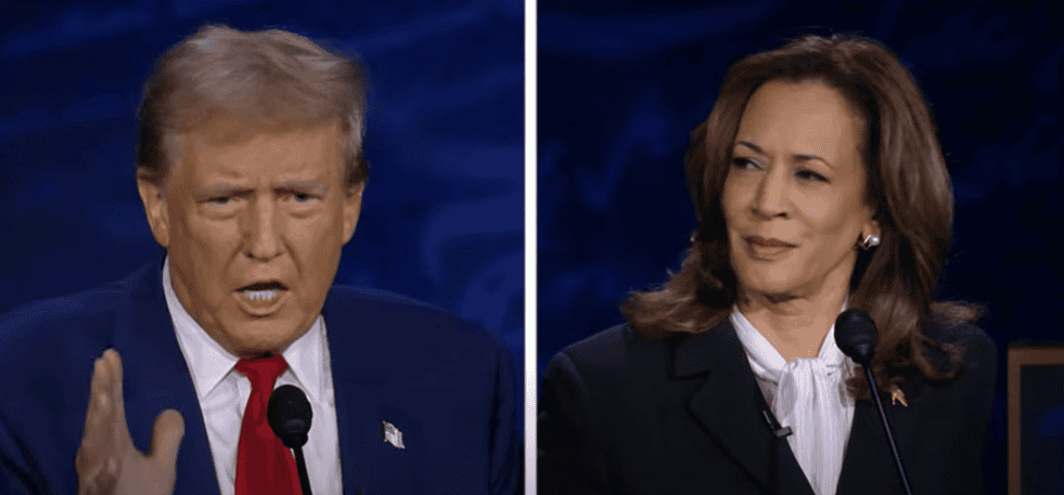 Economy, immigration, abortion: Highlights from the Trump-Harris 2024 debate Trump and Harris in a split screen during their debate.