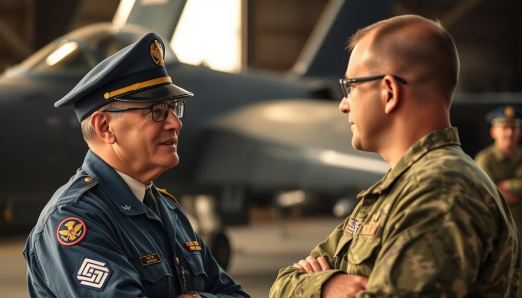 Air Force Chaplain interacting with an airman