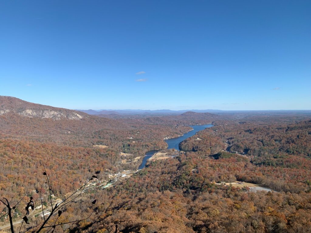 Hurricane Helene: GOP Rep. Chuck Edwards dispels social media myths Aerial view of Chimney Rock NC in the fall.