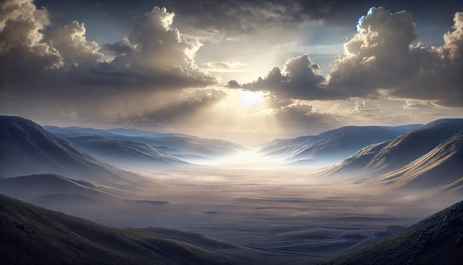 A peaceful battlefield at dawn.