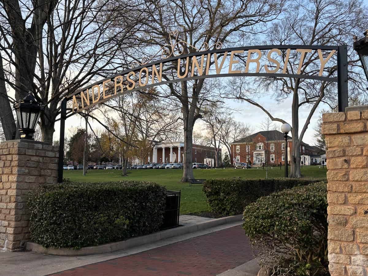 Anderson University Arch sign