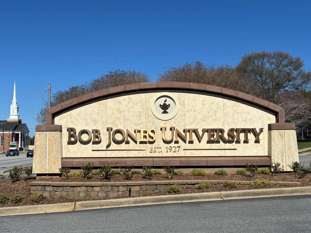 Bob Jones University sign