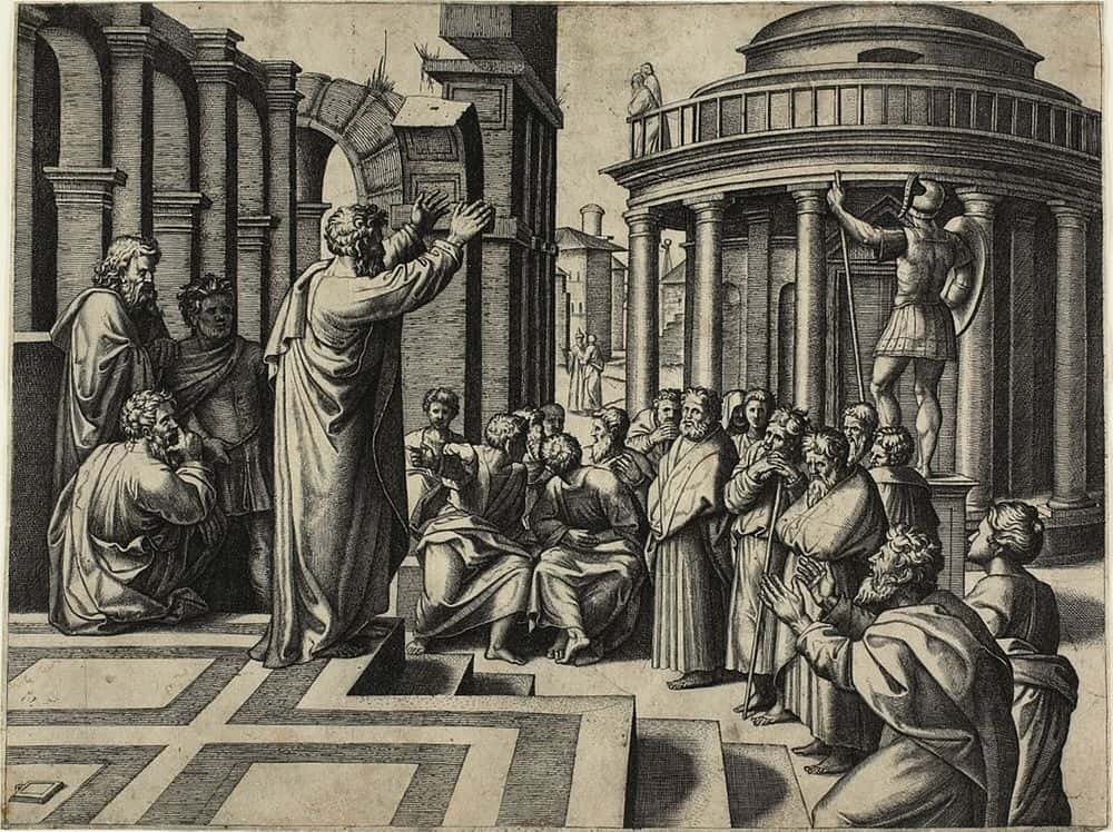 Peter preaching print after Raphael