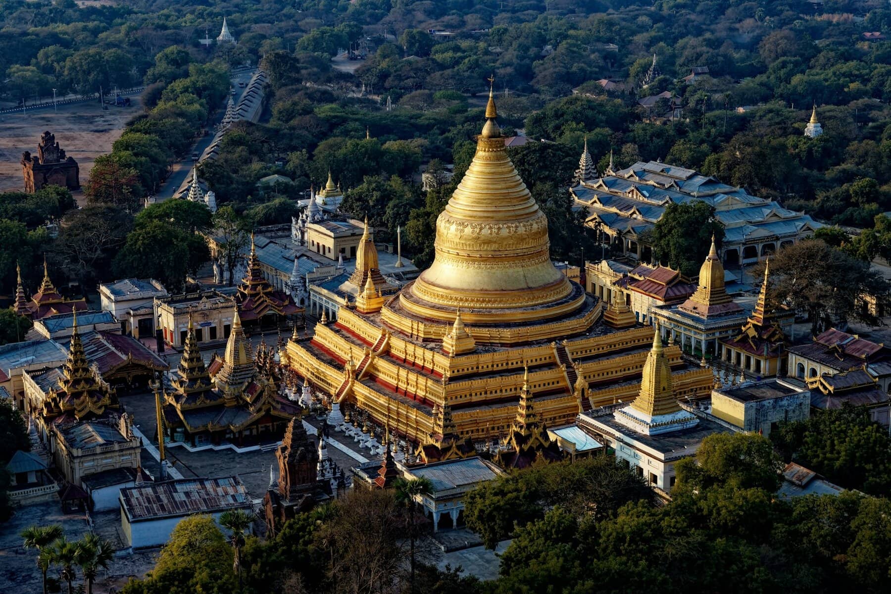 Golden domed building in Bagan, Myanmar