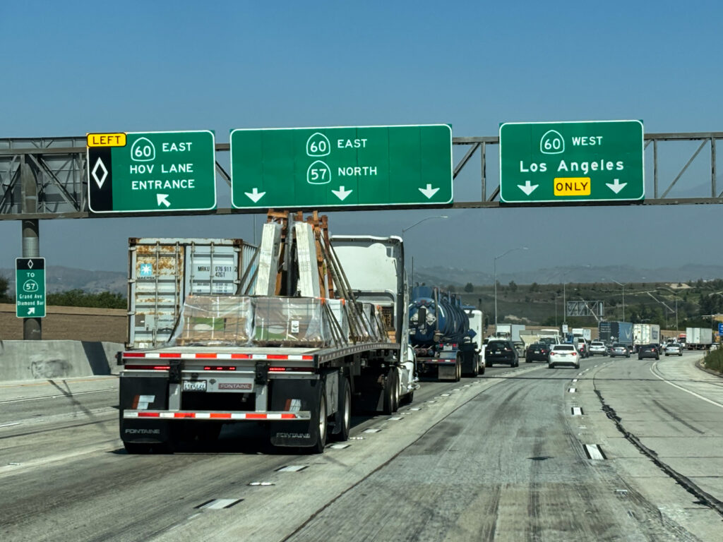 Los Angeles freeway and signs.