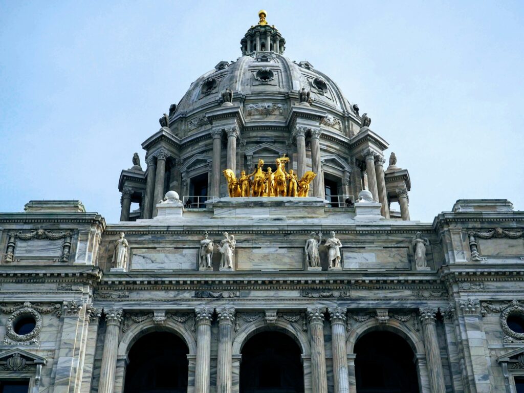 Closeup of the Minnesota capitol.