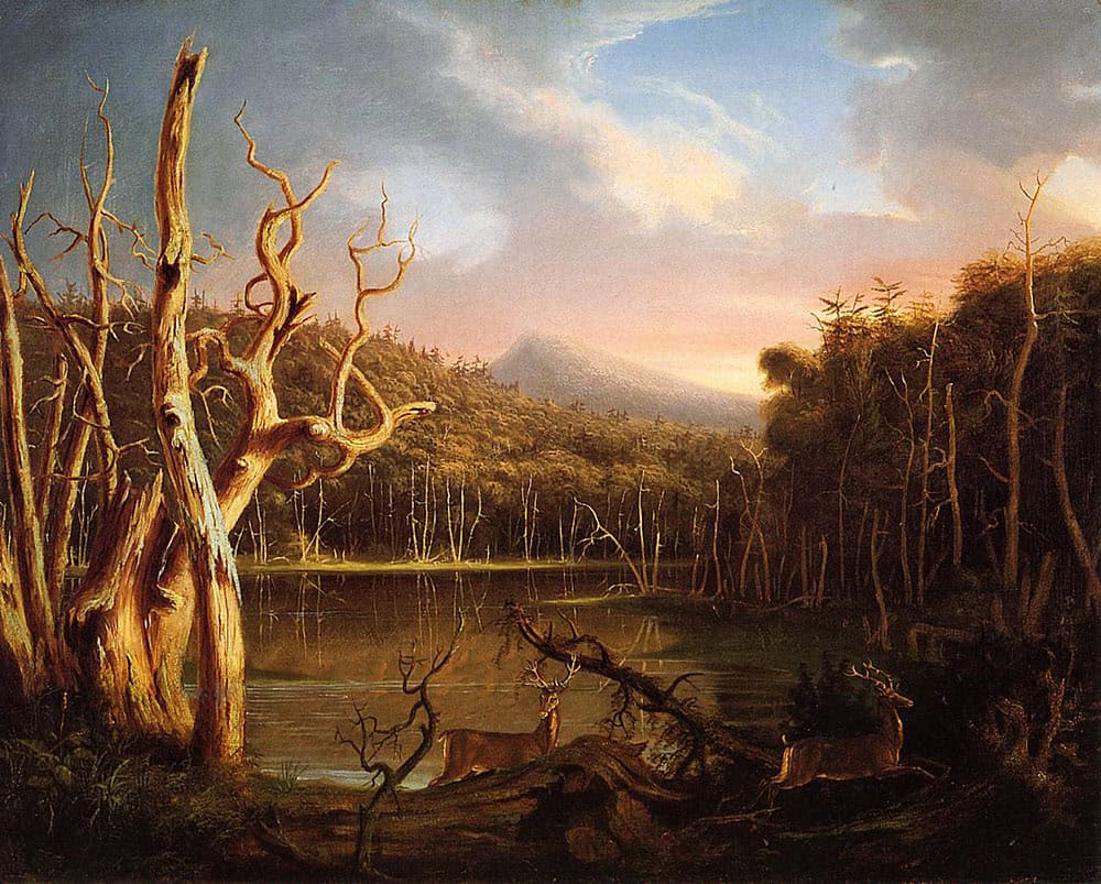Artists Thomas Cole's Lake with dead trees