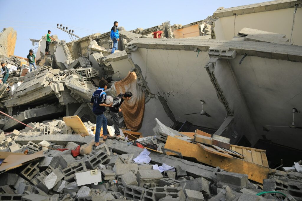 Collapsed building in Gaza.