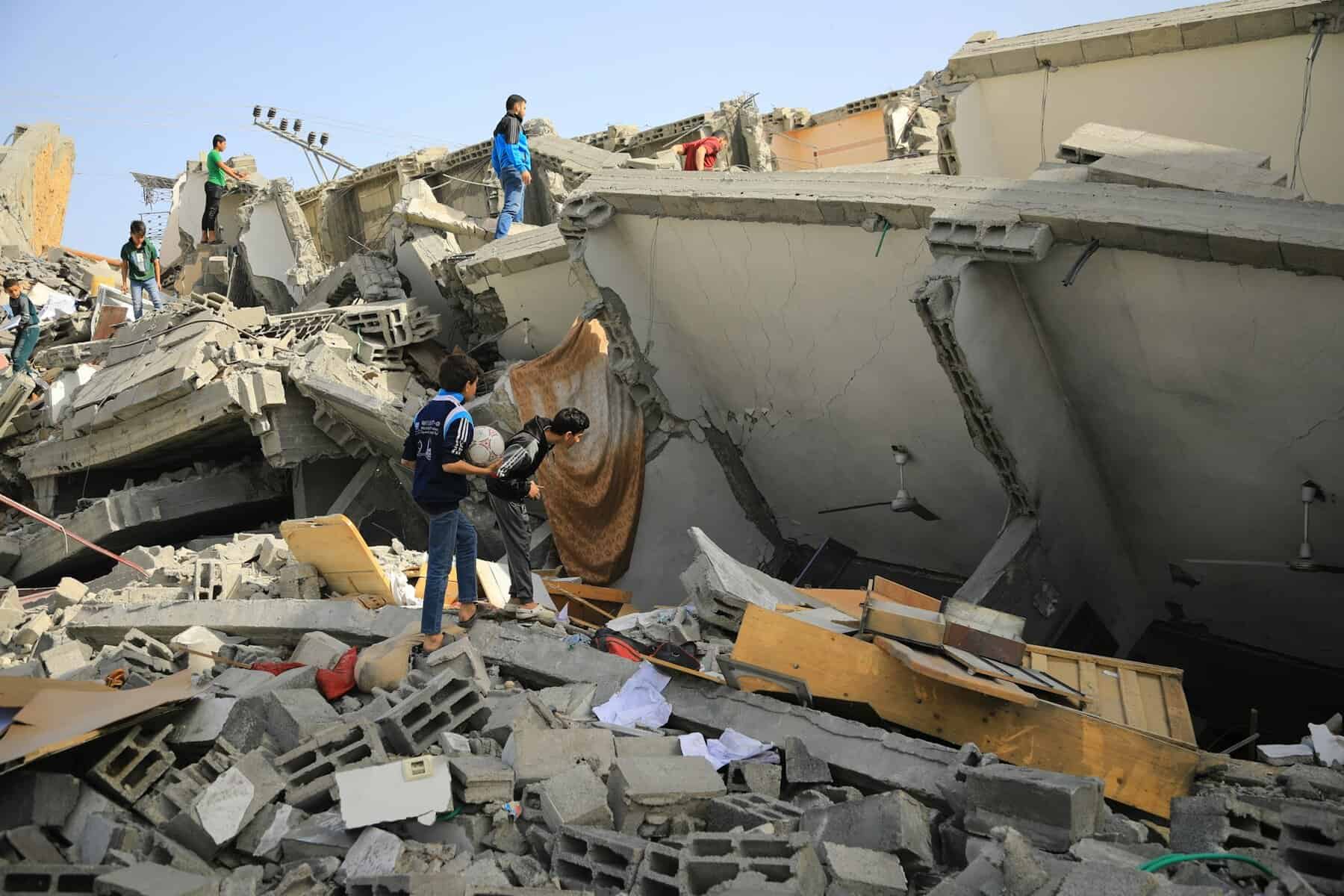 Collapsed building in Gaza.