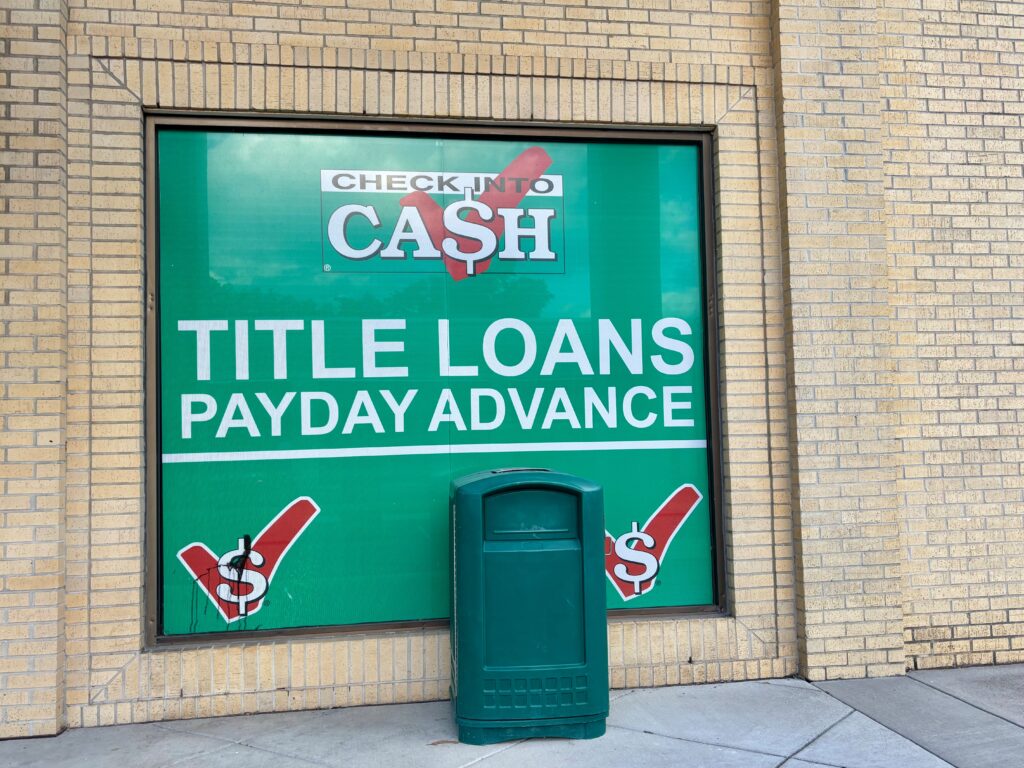 Payday lending in Memphis: Soaring rates and faith-based resistance Check into Cash storefront.