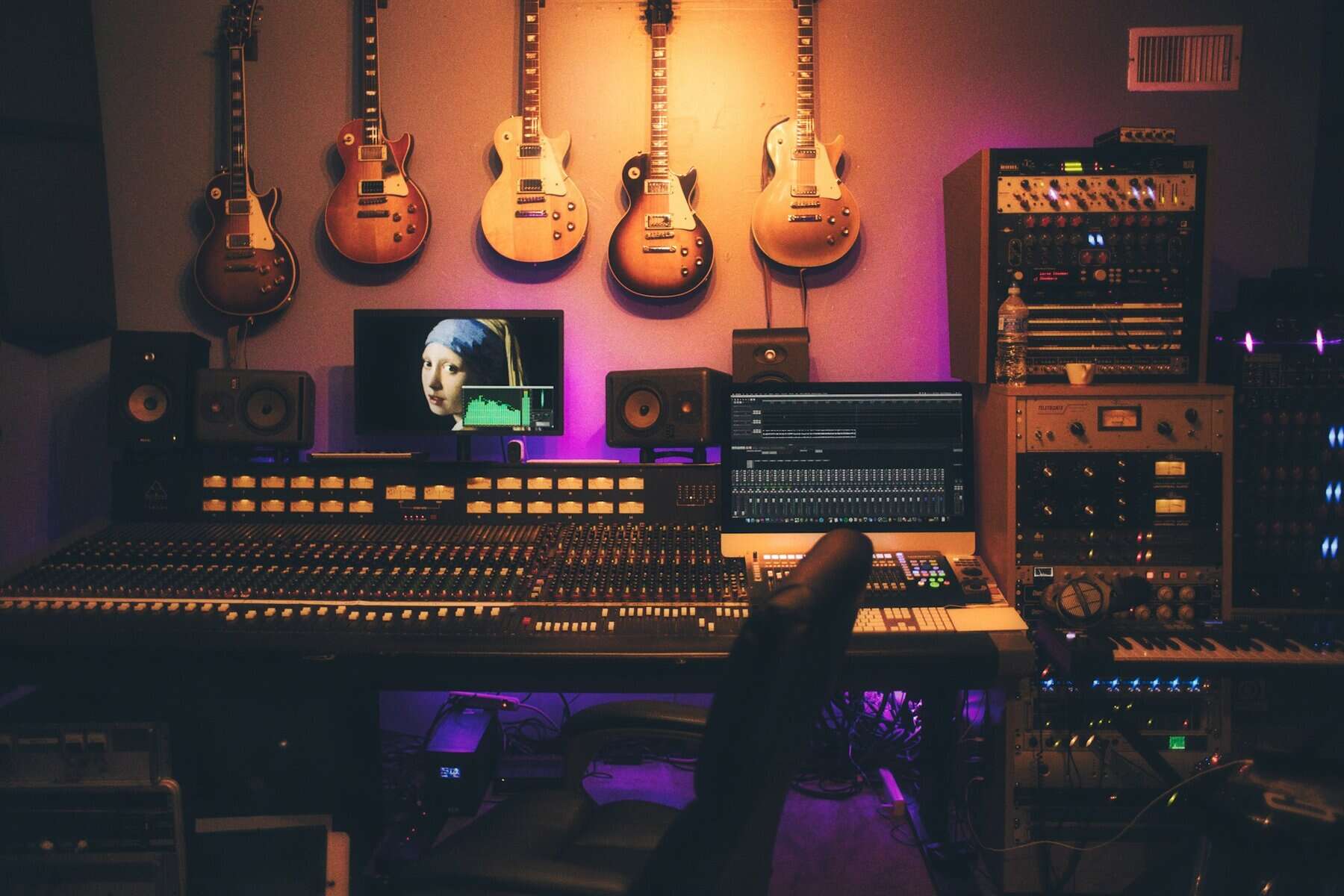 Electronics of a music studio.