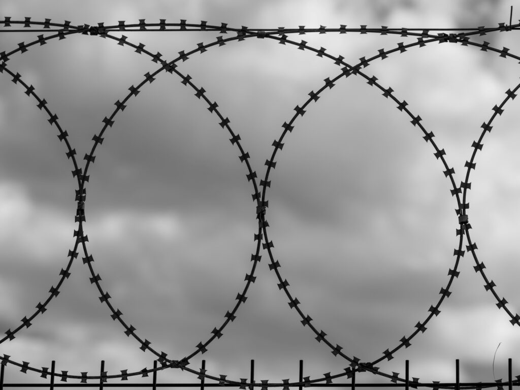 looped razor wire.