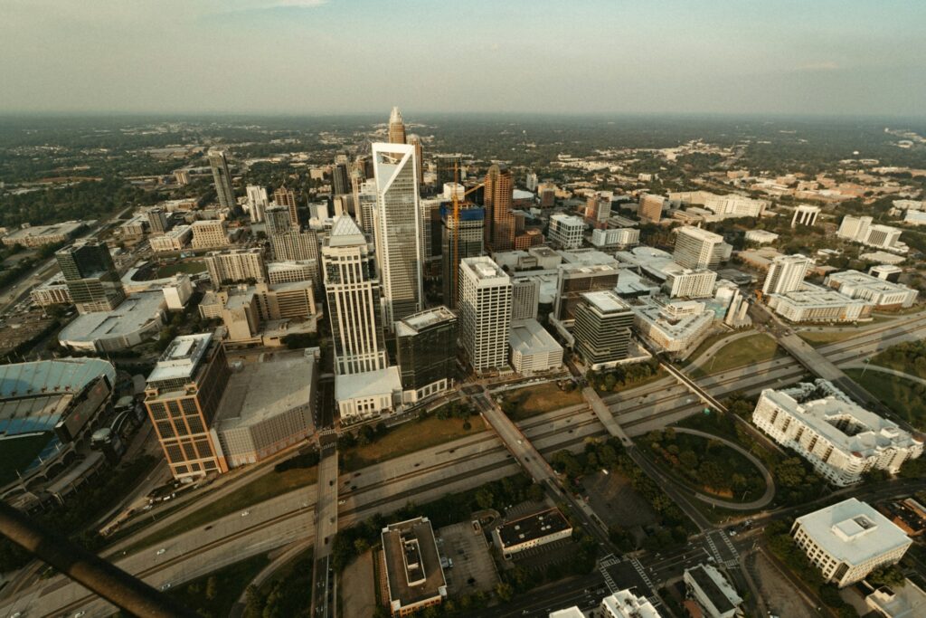Aerial view of Charlotte, NC.