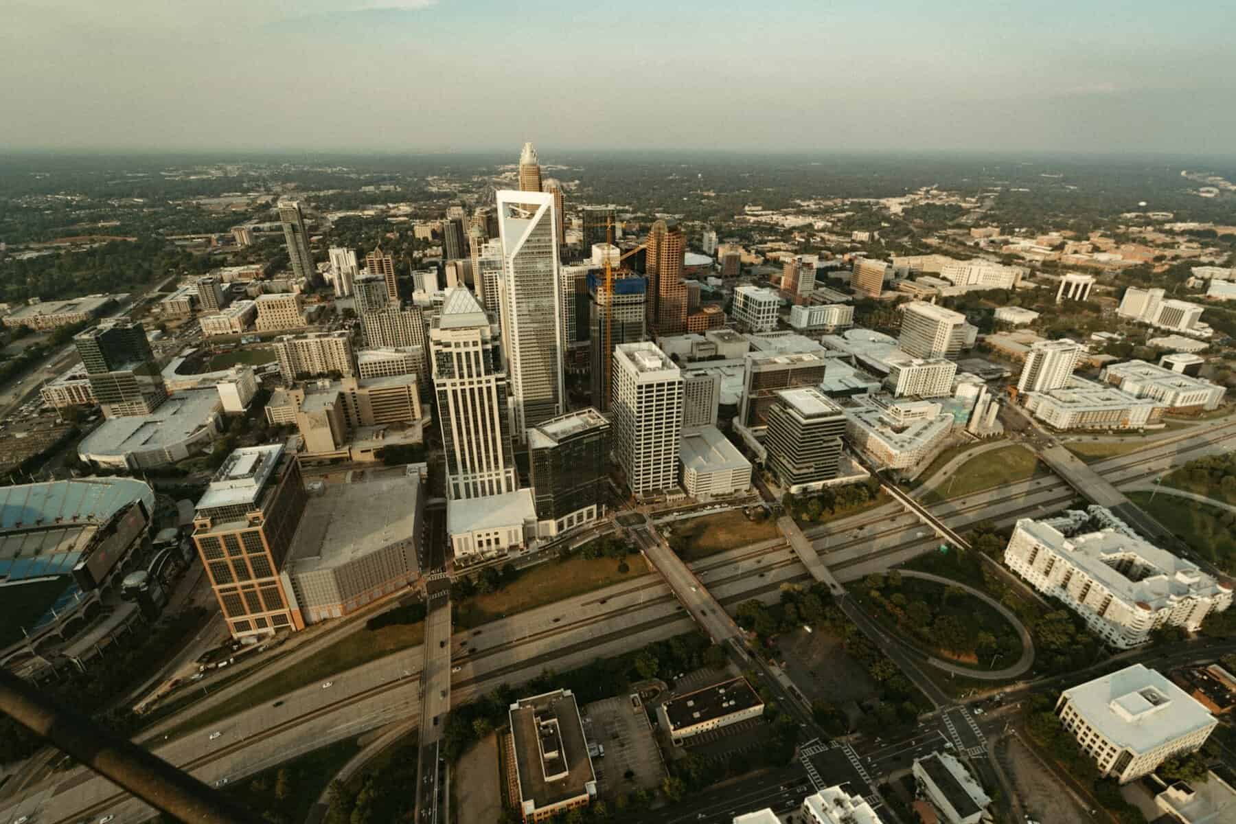 Aerial view of Charlotte, NC.