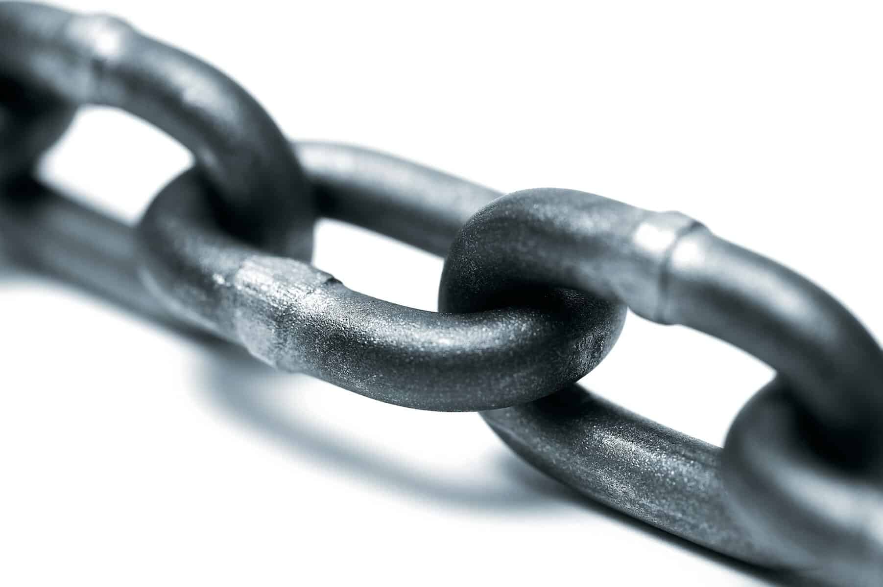Close up image of chain links.