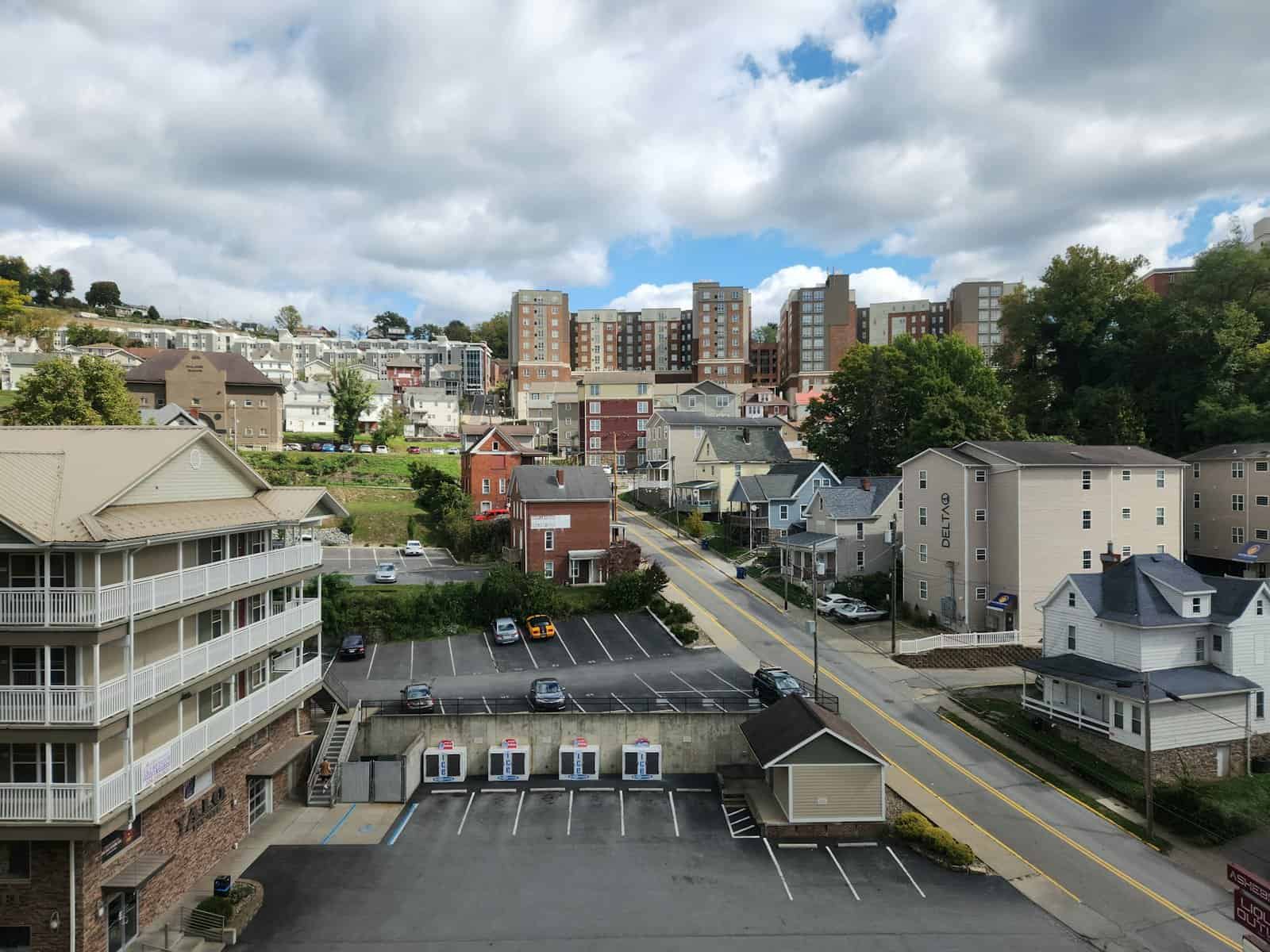 A cityscape of Morgantown, West Virginia